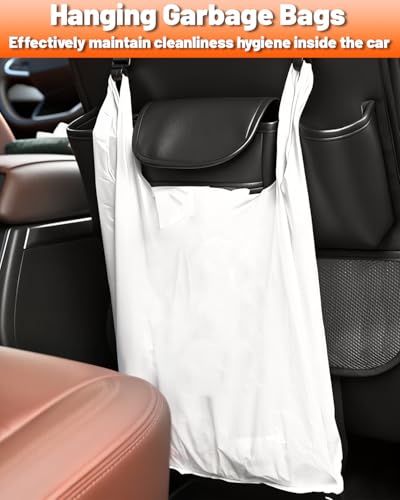 2 Pack Leather Car Backseat Organizer with Foldable Table Tray, Garbage Bag Hook, Protector Kick Mats for Kids, 8 Large-Capacity Pocket, Universal Car Seat Protector for Kids, Pets & Travel