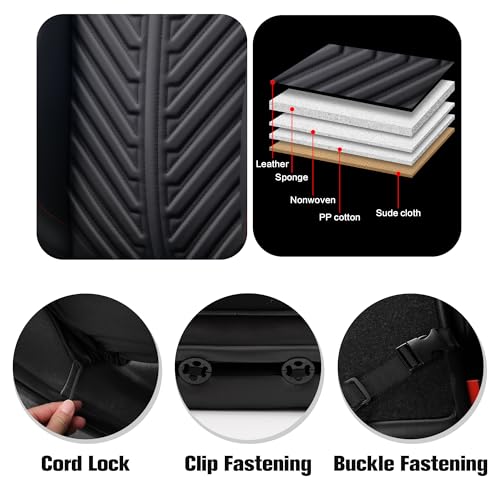 PU Leather Car Seat Covers Full Set – Waterproof seat Cover for Cars，3D Foam Support Automotive seat Covers ，Airbag Compatible, Universal Fit for Cars SUVs Trucks Sedans（Black/Grey）