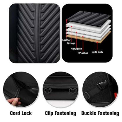PU Leather Car Seat Covers Full Set – Waterproof seat Cover for Cars，3D Foam Support Automotive seat Covers ，Airbag Compatible, Universal Fit for Cars SUVs Trucks Sedans（Black/Grey）