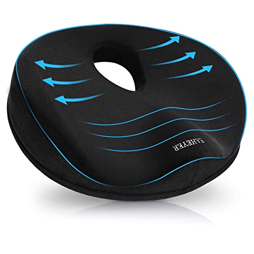 Donut Pillow for Tailbone Pain Relief and Hemorrhoids, Memory Foam Donut Cushion for Sciatica Nerve, Seat Cushion Butt Pillow for Men Women at Home Office Chair Car Long Sitting Comfort, Black - color: Black
