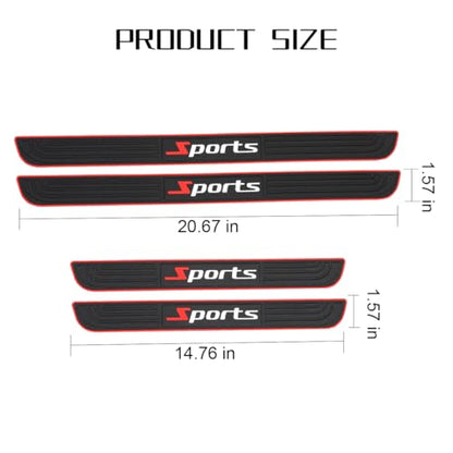 Car Door Sill Protector, 4PCS Anti-Scratch & Waterproof Auto Door Edge Step Threshold Protection, Vehicle Exterior Entry Guard Cover, Universal for SUV Sedan Truck (Black/Red/Sport)