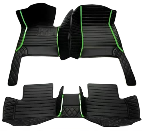 Customize Car Floor Mats for 99% Sedan SUV Sports Car All Weather Leather Full Coverage Waterproof Non-Slip Vehicle Lining Pads (Black Green Splicing) - color: Black green splicing