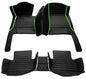 Customize Car Floor Mats for 99% Sedan SUV Sports Car All Weather Leather Full Coverage Waterproof Non-Slip Vehicle Lining Pads (Black Green Splicing) - color: Black green splicing