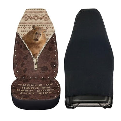 2 Pieces Car Front Seat Covers Aztec Capybara Print Auto Seat Protector for Cars Front Seats High Back Seats Cover for SUV, Universal Fits, Brown - color: Brown - Aztec Capybara
