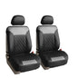 FH Group Deluxe Faux Leather Diamond Pattern Front Set Car Seat Cushions with Gift- Universal Fit for Cars, Trucks, & SUVs (Gray/Black) - color: Gray / Black