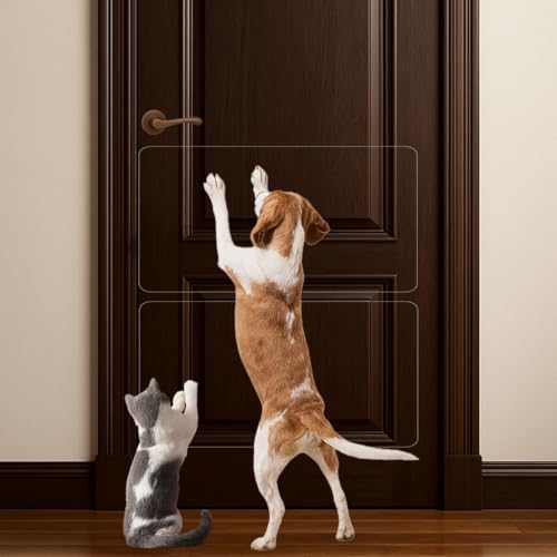 Dog Door Scratch Protector 2-Pack 24x12 — 1/8" Thick Clear PVC Guard for Large Dogs, Paint-Safe 3M Adhesive, Noise-Reducing Heavy Duty Shield for Sliding Glass French Doors Walls & Furniture