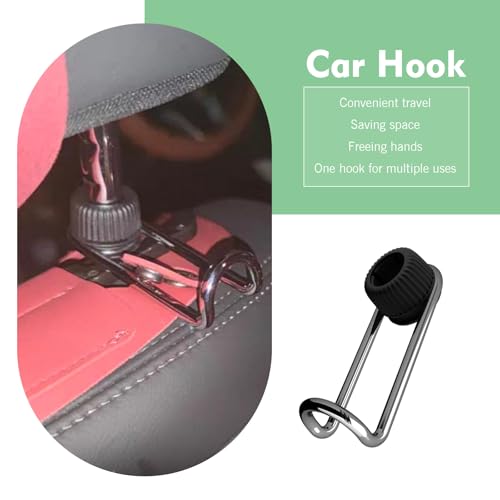 2 PCS Headrest Hooks for Car, 10KG Heavy Duty Rotatable Hidden Hooks, Car Seat Back Organizer Storage Accessories, Universal for Most Cars, SUVs, Trucks (Black)