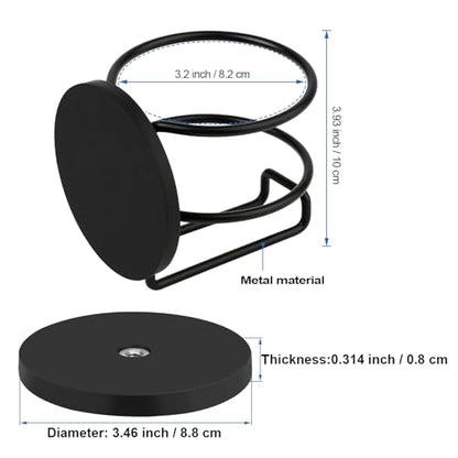 Magnetic Cup Holder,Heavy Duty Metal Drink Holder,3.46 inch / 8.8 cm Strong Base,Bottle Holder for Refrigerator/Treadmill/Truck/Tractor/Forklift/Boat/Bus/Car (Side Magnetic) - size: 1 Pack, style: Black-side magnetic
