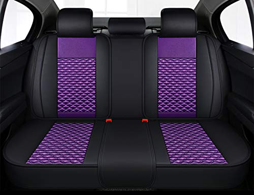 Bling Retro Fashion Lattice Silk and Leather Car Seat Covers Front and Rear Seat Covers Universal Fit (Purple-Basic) - color: Purple-Basic