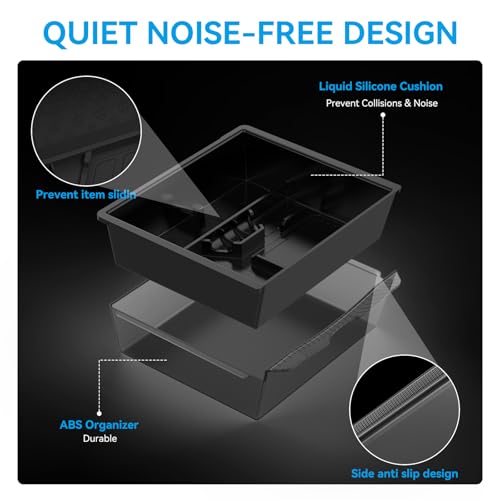 Center Console Organizer Tray for Tesla Model Y Juniper 2025-2026 & Model 3 Highland 2024-2026 - Tesla Accessories Storage Double Layer Tray Silicone Non-Slip Surface, Cup Holder & Camera Cover