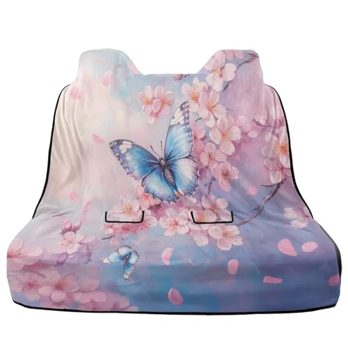 Butterfly Cherry Blossom Print Dog Car Seat Cover for Back Seat, Auto Back Seat Cover Heavy Duty Scratch-Proof Waterproof Rear Bench Towel Seat Covers - color: Butterfly Cherry Blossom