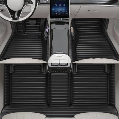 All-Weather car Floor mats, Anti-Slip Leather Floor mats Set, Suitable for 99% of Vehicle Models, Providing Comprehensive Protection for the car Carpet of Your Beloved car. (Black=) - color: Black=