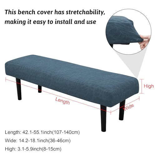 Stretch Bench Cover, Seat Covers, Bench Cushions Cover, Printed Seat Protector, Washable Slipcover, Rectangle for Dining Room, Living Room, Kitchen (Leaf Blue) - color: Leaf Blue
