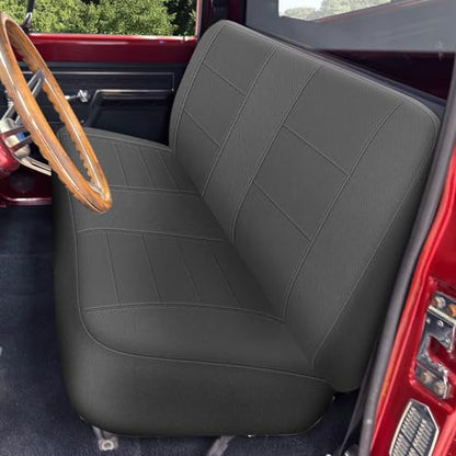 Truck Bench Seat Cover Compatible with 1961-1987 Chevy C10/20 & K10/20, Heavy Duty Knitted Fabric with Sponge Seat Cushion - color: charcoal
