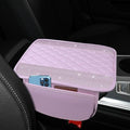 Bling Leather Car Center Console Cover, 12.2"×7.48" Crystal Rhinestone Automotive Arm Rest Cover with Side Pockets, Universal Vehicle Armrest Protector, Interior Car Accessories (Pink Leather) - color: Pink Leather