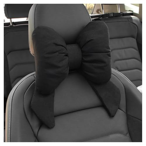 Cute Bow Car Headrest Pillow,Comfortable & Breathable Car Neck Pillows for Relief Neck Fatigue,Universal Head Rest Pillow for Cars Decoration as Birthday Gifts for Women,Girl (Black)