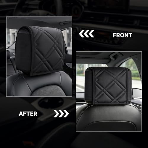 headrest Covers for Cars: Full Wrap-Around Elasticity Fit Anti-Scratch Protector - Waterproof Oxford Cloth Material - for Most Cars & SUVs Seat Headrest Accessories - 2 pcs - size: Headrest Covers Fit for Cars & SUVs and Trucks