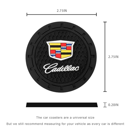 Car Cup Holder Coaster for Cadillac Series Recessed Silicone Cupholder Coaster Interior Accessories 2.75in 2Pieces Black - color: Black-a12