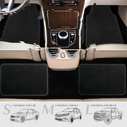 Waterproof Universal Fit Car Floor Mats,Velvet Car Carpet Mats, Black Car Mats with Anti-Slip Nibbs Backing Driver Heel Pad Fit for SUV,Vans,sedans,Trucks,Set of 4pcs Girl Women Men(All Black) - color: Black2