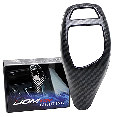 iJDMTOY Glossy Black Carbon Fiber Pattern Shift Knob Cover Shell Compatible with BMW Fxx 2 3 4 5 6 Series X3 X4 X5 X6 Performance Sports Shifter