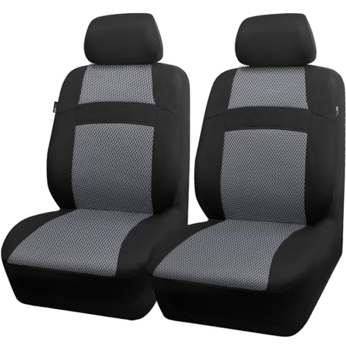 CAR PASS Air Mesh Car Seat Covers Front Seats Only, Universal Seat Covers for Car Fit SUV,Vans,Sedan,Trucks, Breathable Automotive Interior Seat Covers Airbag Compatible (Black Charcoal Gray) - color: Gray and Black, size: Two Front