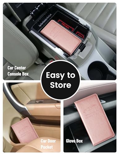 Yarnic Car Registration and Insurance Holder, Car Document Holder with Magnetic Closure, Car Wallet for Driver License, Cards and other Essential Documents (Rose Gold) - color: rosegold