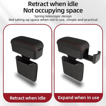 JEYODA Car Armrest Box with Cup Holder Car Central Liftable Armres Storage Organizer Box Arm Rest，Car Seat Gap Filler Organizer 1PC (Black) - color: Black