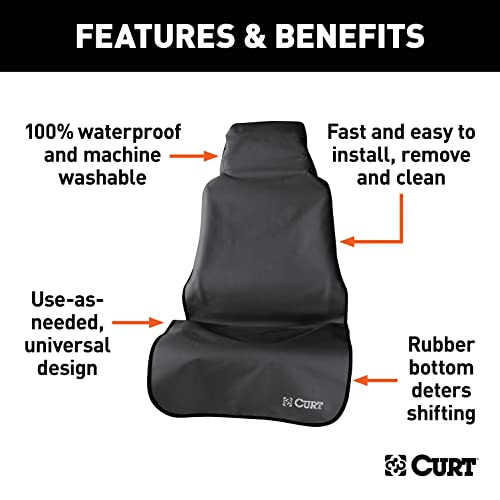 CURT 18501 Seat Defender 58-Inch x 23-Inch Black Waterproof Universal Bucket Car Seat Cover Protector - color: Black, size: Bucket Seat