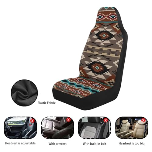 Dreaweet Geometric Aztec Car Seat Covers Front Seats Native American Tribal Car Accessories 2 Piece Washable & Universal Seat Covers for Cars SUV Sedan Trucks - color: Geometric Aztec