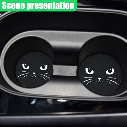 Craedli 2PCS Car Coasters for Cup Holders, 2.68 Inch Cat Cup Holder Insert Coaster Anti Slip Rubber Mat, Universal Embedded Decorative Car Cup Mat for Cars, Trucks, SUVs Interior(Eyes) - size: Eyes