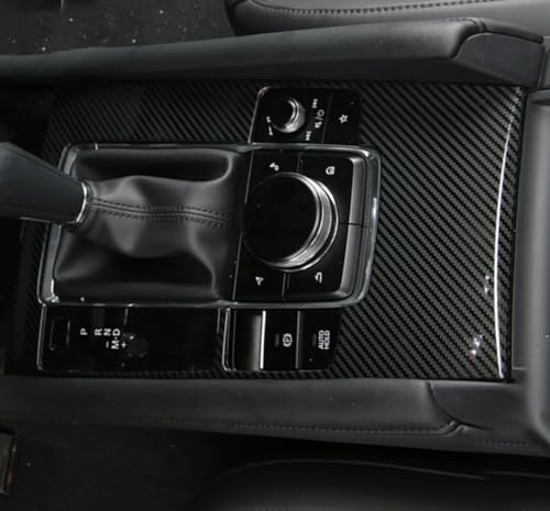 Car Accessories Fit for 2019 2020 2021 2022 2023 2024 2025 Mazda 3 Axela Interior Gear Shift Knob Console Media Panel Cover Trim (Carbon Fiber Style) Stainless Steel 1 PC