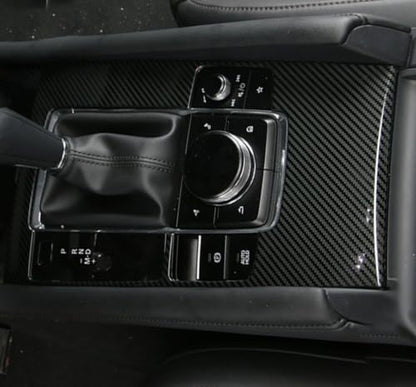 Car Accessories Fit for 2019 2020 2021 2022 2023 2024 2025 Mazda 3 Axela Interior Gear Shift Knob Console Media Panel Cover Trim (Carbon Fiber Style) Stainless Steel 1 PC