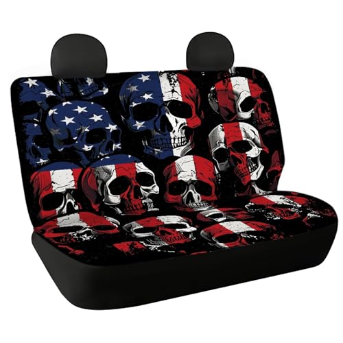 AFPANQZ America Flag Car Rear Seat Covers Universal Fit Almost Car Rear Cushion Covers Automotive Back Seat Bench Pet Dogs Cushion Covers Car Interior Decor Backseat Covers Set 2Pcs - color: America Flag