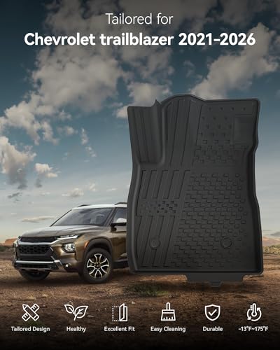 3W Floor Mats for Chevrolet Trailblazer 2021-2025 2026 (AWD Only),TPE All Weather Floor Liners Custom Fit Chevy Trailblazer Accessories 1st and 2nd Row Durable Black - size: Chevy Trailblazer 2021-2026 Floor Mats