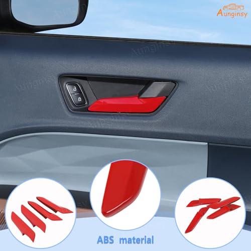 Aunginsy 4Pcs Car Inner Door Handle Switch Panel Cover Trim Compatible with Ford Maverick 2022-2025 Pickup Front Rear Door Handle Bowl Panel Protector Frame Decorative Sticker ABS Interior Accessories - color: Red(4pcs)