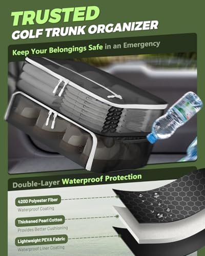 Golf Trunk Organizer, Golf Accessories for Men/Women to Storage Stuff and Gear, Cool Gifts for Golfers, Dad, Him/Her, Birthday or Father’s Day - color: White