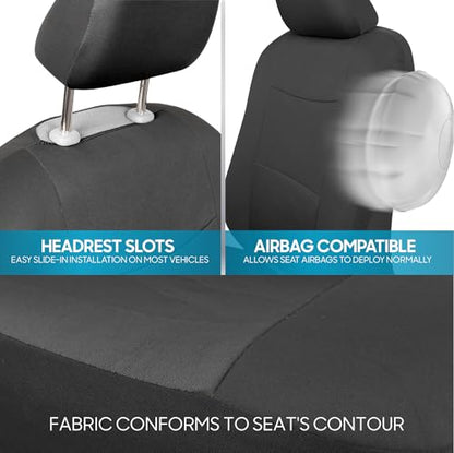 BDK PolyPro Car Seat Covers Full Set in Solid Charcoal – Front and Rear Split Bench Seat Covers for Cars, Easy to Install, Accessories for Auto Trucks Van SUV - color: Solid Gray