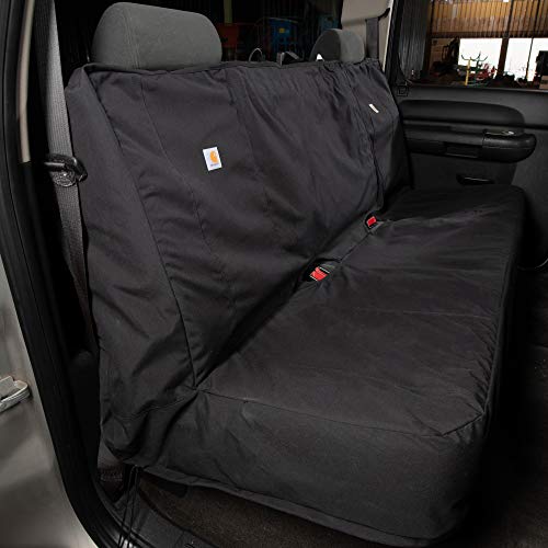 Carhartt Universal Nylon Duck Canvas Automotive Bench Seat Covers, Durable Fitted Full-Size Bench Seat Protection with Rain Defender, Black - color: Black