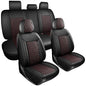 Car Seat Covers Full Set for SUV Trucks,Univerasal Precision Fit Contoured ThickTexture Nappa Leather Automotive Seat Covers,Waterproof Seat Covers & Accessories,Style1 Black Red Line - color: Black Red Full Coverage