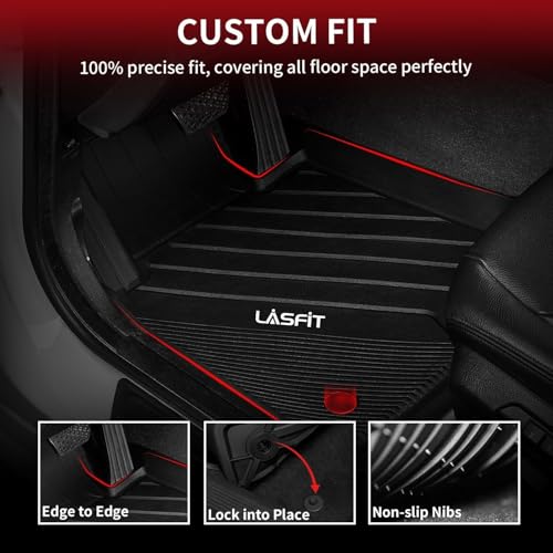 LASFIT 2018-2024 BMW X3 Floor Mats & Trunk Mat, Custom Fit TPE All Weather Car Liners Full Set for x3 30i/M/M40i/M Competition Accessories, Waterproof & Anti-Slip (Don't Fit X3 30e) - size: 2) X3 2018-2024 | Full Set