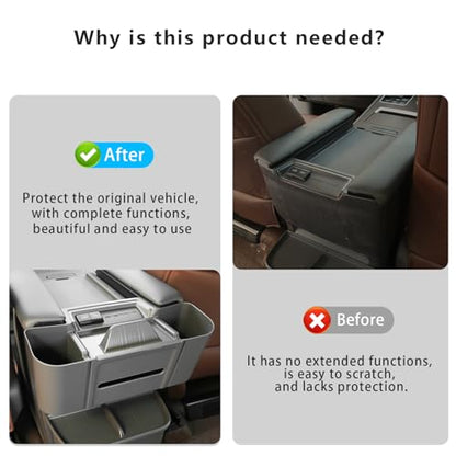 Center Armrest Rear Organizer for Toyota Sienna 2021-2026 ABS Cup Holder Tray Center Consoles 3-in-1 Backseat Organizer(Gray) - size: Center Armrest Rear Organizer