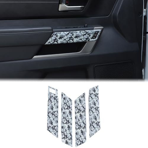 Aunginsy Car Inner Door Panel Strip Trim Cover Compatible with Toyota Tundra 2022+/Sequoia 2023+, Front Rear Door Handle Panel Decorative Cover Protector ABS Accessories(with Memory Seat Switch Hole) - color: Camouflage Pattern(W/Hole)