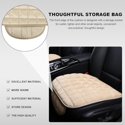 DXNQ Car Seat Cushion, Soft Plush Auto Seat Cover with Non-Slip Silicone Bottom & Storage Pocket, Universal Breathable Vehicle Seat Cushion Pad for Car Truck SUV, Car Accessories (Beige) - color: Beige
