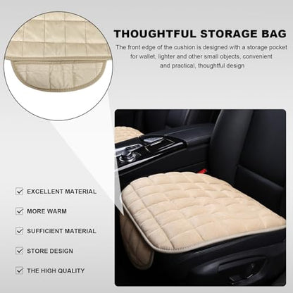 DXNQ Car Seat Cushion, Soft Plush Auto Seat Cover with Non-Slip Silicone Bottom & Storage Pocket, Universal Breathable Vehicle Seat Cushion Pad for Car Truck SUV, Car Accessories (Beige) - color: Beige