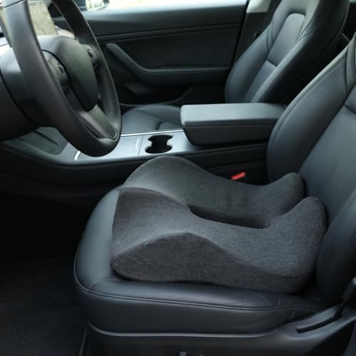 18x16 Inch Memory Foam Seat Cushion for Office, Travel, Car | Black Chair Cushions with Removable Washable Cover, Non-Slip Bottom and Carry Handle - color: Black