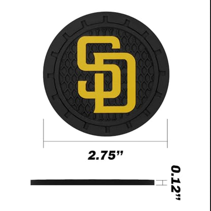 Baseball Fans Car Cup Holder Coasters for San Diego Padres Fans, 2 Pack Padres Silicone Non-Slip Cup Mats, 2.75" Car Cup Holder Inserts for Auto Interior - color: Dpa166dr