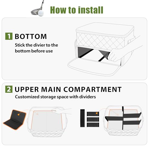 2 Layer Golf Trunk Organizer, Golf Car Storage Organizer with Individual Ventilated Compartment for 2 Pairs Shoes, Golf Car Locker for Balls, Clothes, Tees, Gloves, Accessories (Black)
