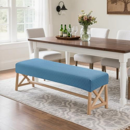 Fuloon Stretch Jacquard Dining Bench Cover - Anti-Dust Removable Bench Slipcover Washable Seat Cushion Protector for Bedroom, Kitchen, Hotel, Banquet (Lake Blue) - color: Lake Blue