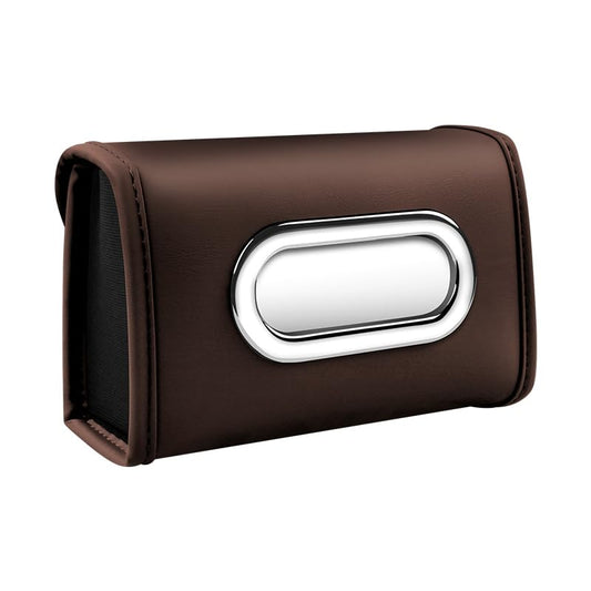 Car Tissue Holder，PU Leather Premium Rectangle Tissue Box Cover, Extra Large Backseat Napkin Organizer for 100-150 Regular Size Tissues - color: Brown