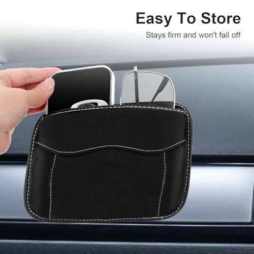 Car Seat Side Pocket Organizer, PU Leather Small Car Storage Pocket Bag, Automotive Gap Organizer Bag Seat Gap Filler for Phone, Keys, Registration (Black)